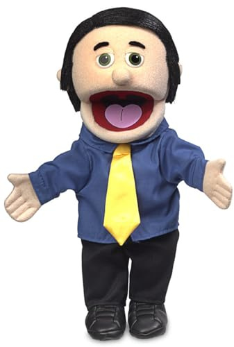 Silly Puppets, Burattino George, Peach Dad/Uomo d'affari, Marionetta a mano da 14 pollici, Arancione, Poliestere, 3 anni in su