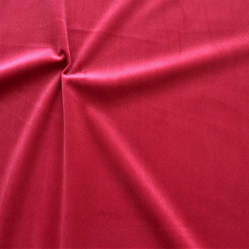 STOFFKONTOR Microfaser Samt Stoff Velvet Touch Farbe Rubin-Rot