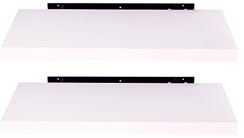 EUGAD Wandregal Weiß, Regal Wand 2er Set für Wohnzimmer/Büro, 60cm Hängeregal mit Bilderrahmen für Schlafzimmer Decor,