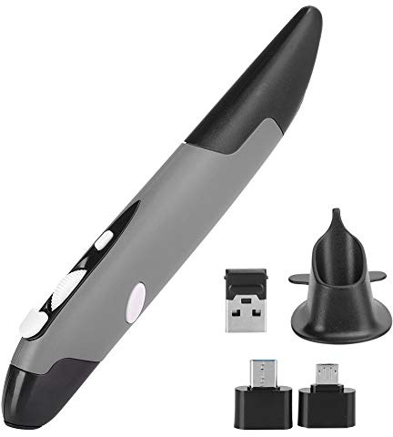 Cuifati Computer-Stift-Maus, USB-Stylus PC-Teile, Drahtlose Personalisierte Innovative Vertikale Ergonomische für Android/Linux/OS X (Grau)