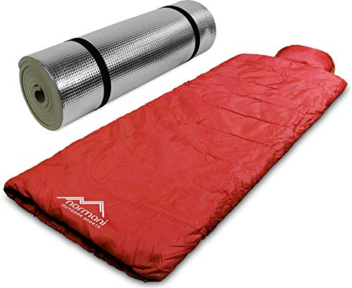 Pilotenschlafsack mit Kissen und Aluminium Isomatte Farbe Rot