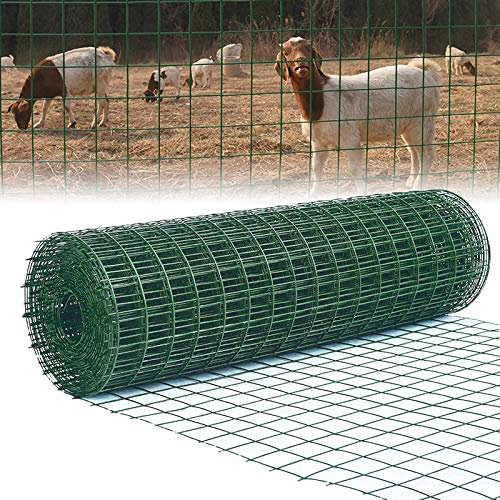 Hot Dipped Galvanized Wire Fencing Green PVC Coated Wire Mesh Fence Decorative Fence Mesh Vegetables Garden Fruits Plants Animals Enclosure 90CM High 25M Long 100mm x 75mm Hole Size Garden Fencing