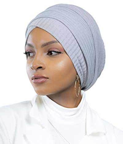 Hijab Turban für muslimische Frauen, genäht, Netzstoff, hellgrau, One size