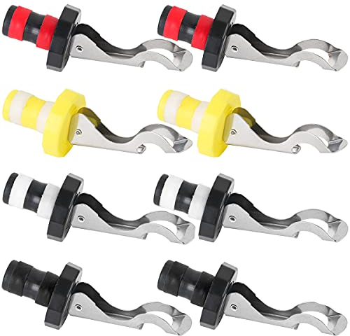 Weinverschluss,Forreen 8 Stück Flaschenverschluss Versiegelt Weinverschlüsse Edelstahl Flaschenstopfen Wiederverwendbar Getränke Verschluss mit Hebel für Wein Champagner Bier Getränke