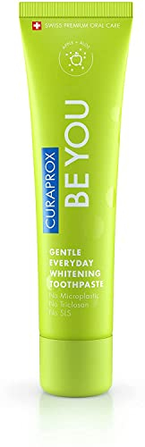 Curaprox Be You Apfel Whitening-Zahnpasta mit Geschmack von Apfel und Aloe Vera, mit Menthol, vegan, 950 ppm Fluorid, RDA 50, grün, 60 ml