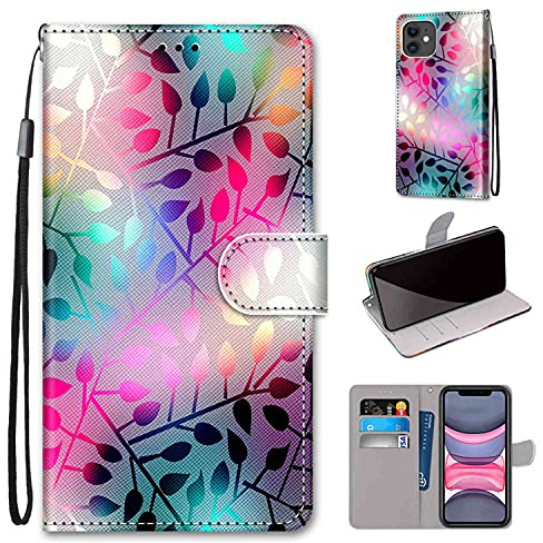 TOMYOU Handyhülle für iPhone 11 Hülle, Glas | Standfunktion, Kartenfach, Magnetisch, Stoßfeste Schutzhülle, Flip Leder, Klapphülle