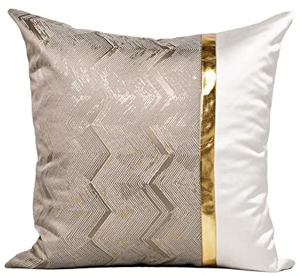 MWMG 1 Stück Dekorative Kissenbezug, Leder Sofakissen 45X45 cm, Beige Moderne Welle Bronzieren Deko Kissenhülle Zierkissenbezüge Dekokissen Kissenbezüge für Sofa Kissen Wohnzimmer