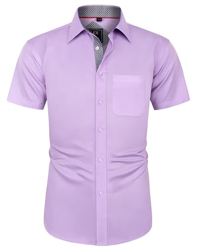 J.VER Men's Short Sleeve Dress Shirt Non Iron Stretch Regular Fit Summer Business Smart Casual Button Down Shirts