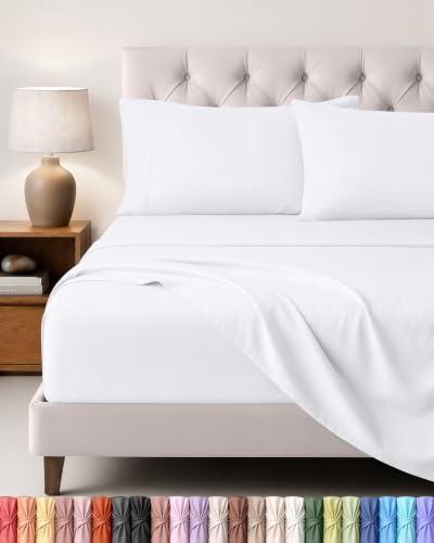 Utopia Bedding 4 Teilige Bettlaken Set, 120x190cm, Weiß | 1 Spannbettlaken 120x190cm, 1 Bettlaken 228x259cm und 2 Kissenbezüge 50x75cm - Oeko-Tex Zertifiziert - Polyester Microfaser