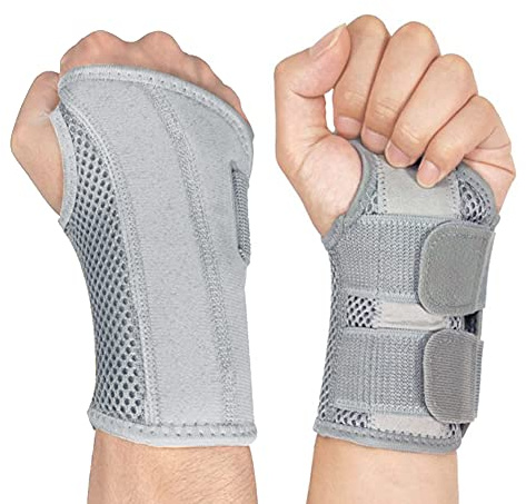 NuCamper Andningsbart handledsstöd handledsbandage med metallskenstabilisator män och kvinnor handledsbandage, justerbar handledsskena för artrit, seninflammation, stuknin