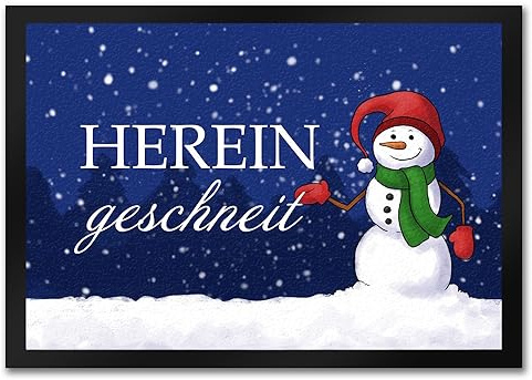 speecheese Hereingeschneit Schneemann Fußmatte in 35x50 cm als schöne Dekoration für den Eingang zum Advent, zu Weihnachten und zur Winterzeit für Dein Zuhause