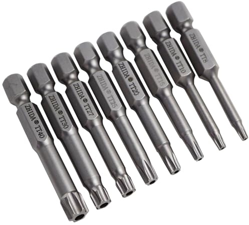 ZHIDA Lot de 5 embouts de tournevis Torx de sécurité T8H T10H T15H T20H T25H T27H T30H T40H (T8H T10H T15H T20H T25H T27H T30H T40H un ensemble)