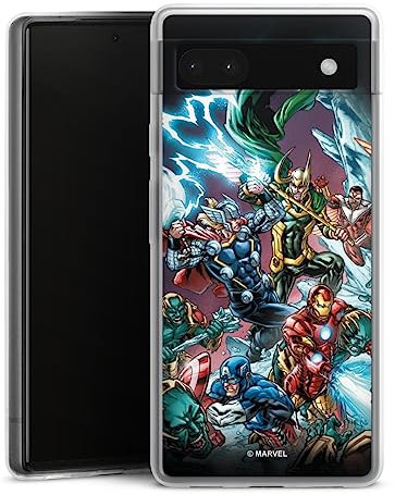 Slim Case kompatibel mit Google Pixel 6A Silikon Handyhülle transparent Hülle extra dünn The Avengers Marvel Comic