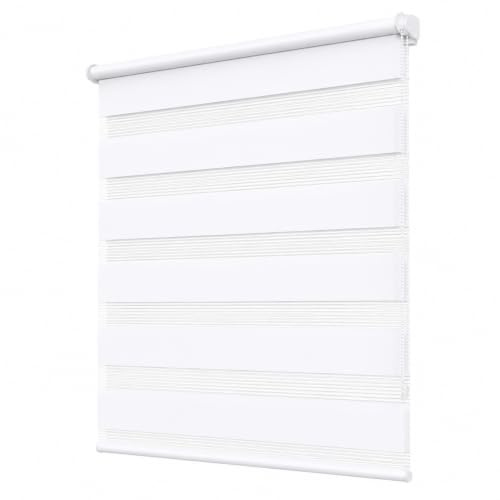 Ruby Deals Zebra Blinds Day & Night Roller Blind, White, W243 x H165 cm | Dual Layer Fabric Window Blinds, Light Filtering, No Drill or Drill Fit Blinds Curtains for Windows and Doors
