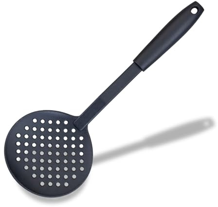 Fackelmann INITIAL Skimmer, Oil Skimmer & Strainer, Heat-Resistant Plastic Ladle, Colander Straining Spoon, Non-Stick & Anti-Scratch, Deep Fat Frying, Small Holes, 34.5cm