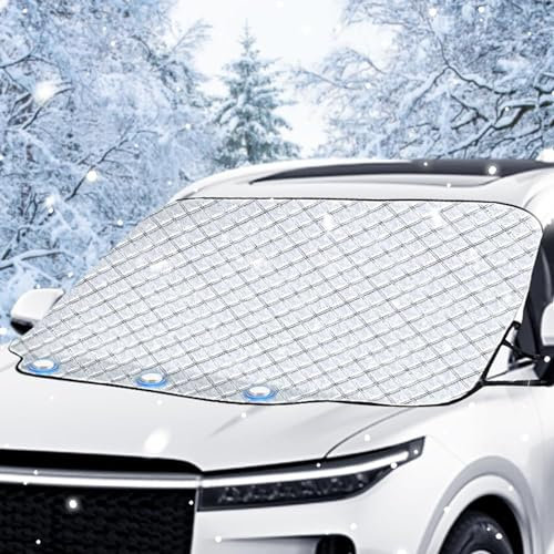 Auto Winter Frontscheibenabdeckung Für F-iat Ducato 2006-2022, Magnet Faltbare Auto Windschutzscheibenabdeckung Frostschutzfolie mit Seitenspiegelabdeckung Fixierung