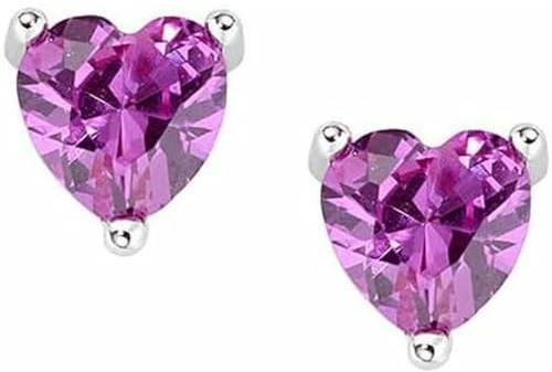 Orecchini in argento 925 della collezione San Valentino 2024 con zirconi fucsia taglio cuore colore rodio 6 mm