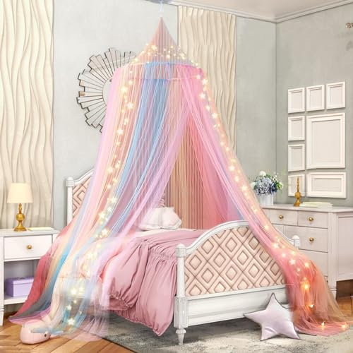 KAMEUN Moskitonetz Bett für Doppelbett Einzelbett, Großes Mückennetz Reise mit Leuchtende Sterne, Betthimmel mit Tragebeutel, Himmelbett Vorhänge für Reise und zu Hause Indoor Outdoor, KS304