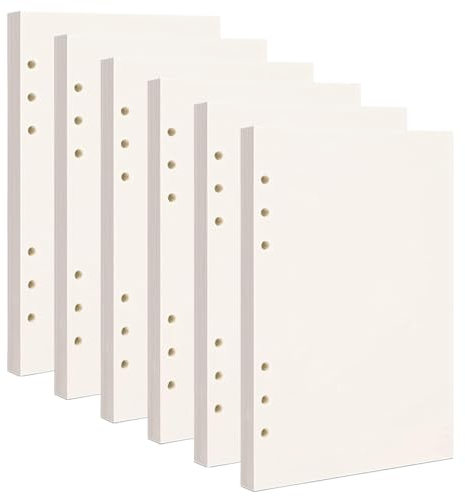 6 Pack A5 Nachfüllpapier 6 Löcher Papier Blanko 270 Blätter/ 540 Seiten Refill Paper Nachfülleinlagen Notizpapier für Ringbucheinlagen Nachfüllbar A5 Notizbuch