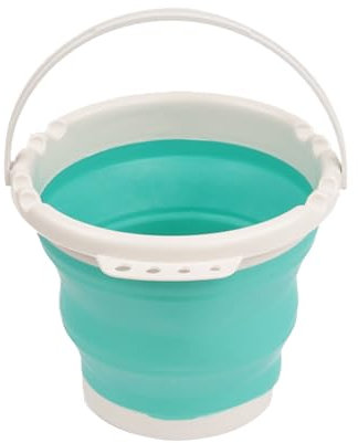 Secchio Pieghevole Con Manico - Vasca Per Stoccaggio in Plastica E Silicone - Per Campeggio, Pesca, Pulizia - Richiudibile Salvaspazio