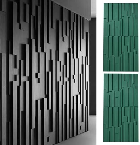 Innovz Wandpaneele 3D-Wandverkleidungsplatten für Wohnzimmer, Flur und Treppen, wasserdichte, Schneidbare PU-Wandplatten, 60×120 cm Holzstruktur-Wandplatte für Die Inneneinrichtung(Green)