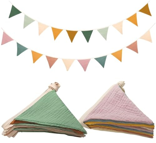 Thoquene 2 Stück Wimpelkette kinderzimmer Stoff für Hausbett Babybett & Kinderbett