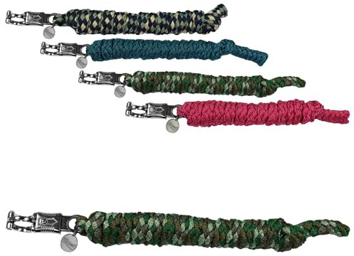 RL24 - Führstrick mit Panikhaken Ultimo Chrom Finish | Führleine mit hoher Zugfestigkeit | geflochtener Pferde-Strick Ø 12 mm, Länge 2 m | 1 x Anbindestrick in Gardengreen