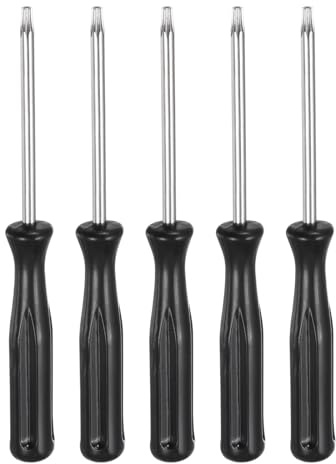 QUARKZMAN 5pz Cacciavite Torx T8H 4 Lunghezza Acciaio Carbonio Non Magnetica Sicurezza Stella Cacciavite Precisione Testa 6 Punte Manico Antiscivolo per Riparazione Elettrodomestici, Nero