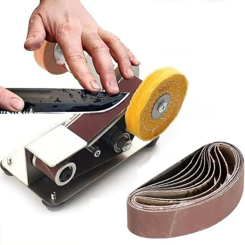 Mini Lijadora De Banda, Afilador De Cuchillas Eléctrico, Ángulo Fijo De 15°, Con Fuente De Alimentación Ajustable De 7 Velocidades, Rotación Rápida De 4000-9000 Rpm, Potente Motor, Alta Eficiencia