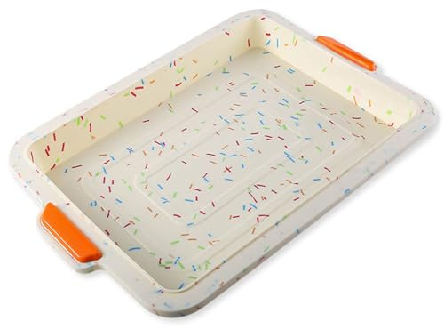 Bakplåt, ugnsplatta, bakplåt, fyrkantig bakplåt, silikon fyrkantig kakform, silikonbakplåt, non-stick brownie-burk med silikonhandtag, för brownie, tårta, bröd, tårta