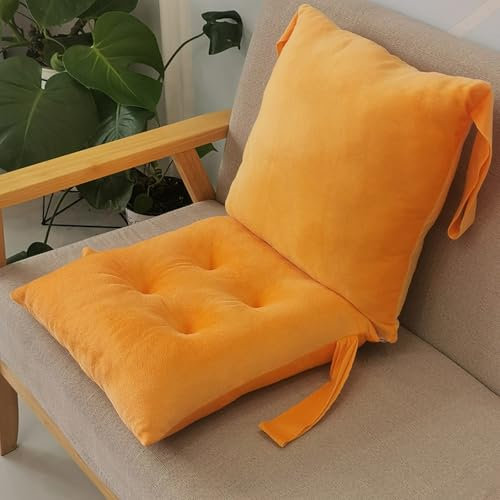 Ueiwffzo Niedriglehner Auflagen Stuhlkissen rutschfest, Verdickte Sitzpolster mit Haltebändern & Reißverschluss, Trennbare Sitzauflage Niedriglehner Sitzkissen für Stühle Sessel (Orange)