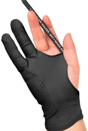Guante de, Guante de Dibujo del con Dos Dedos, Guante para Tableta de Dibujo, Elasticidad de Dos Dedos para lápiz óptico, lápiz, Dibujo, Pintura, Mano Derecha o Mano Izquierda