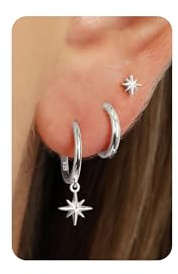 ZHESHY Gold Ohrringe Set Damen 3 Paar 14K Vergoldete Silber 925 Klein Creolen Ohrstecker Hängend Ohrringe mit Zirkonia Wasserfest Hypoallergen Goldene Stecker Mehrere Piercings Schmuck für Frauen