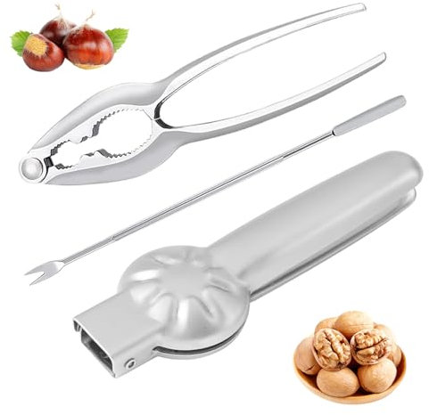 2 PCS Edelstahl Nußknacker set,Maroni Schneider,Edelstahl Nußknacker mit Walnussnadeln,Edelstahl Maronen Schneider,Multifunktionale Nussknacker,für Walnüsse Trockenobst Kastanien Nüsse Sheller