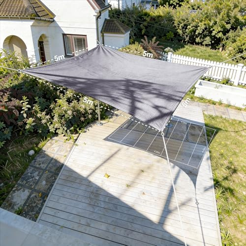 HAIKUS Tenda a Vela Ombreggiante Quadrata 5x5 m Traspirante, Protezione Raggi UV 98%, Telone Telo Ombreggiante 500x500 cm, Tenda da Sole per Esterno, Giardino Terrazzo, Balcone, Grigia Chiara