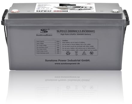 Sunstone 12V 300AH LiFePO4 Stromspeicher wartungsfrei, max. 200A Entladestrom, 3,84KWH für PV-Anlagen im Wohnmobil, Wohnwagen, Boot
