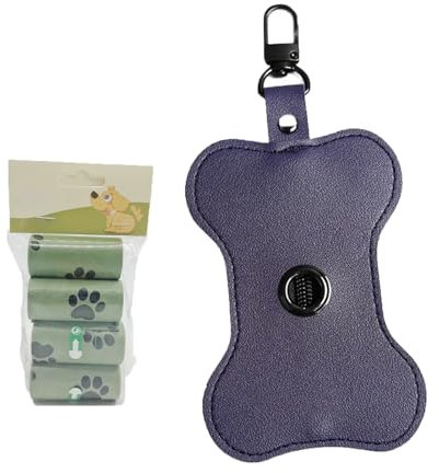 Knochenform Kotbeutelspender für Hunde Metall-Klettverschluss für Einfaches Tragen Hundekotbeutelspender Geeignet für Einkaufstouren Im Park(Purple)
