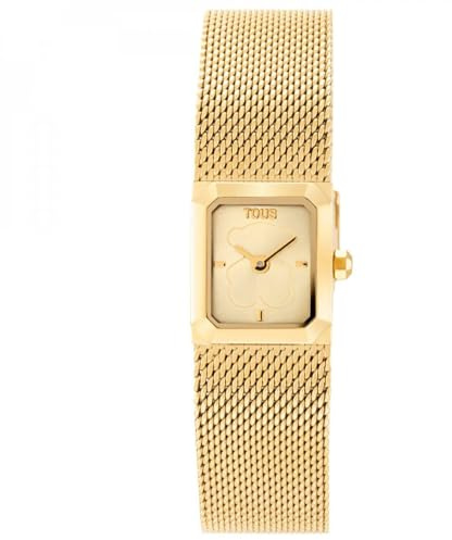 TOUS Reloj analógico con Brazalete de Malla milanesa de Acero Dorado, Colección Mini Mesh