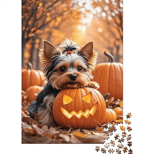 1000 Piece Yorkshire Terrier Pumpkin Jigsaw Puzzles for Adults & Kids, Challenging Game, Home Decoration, Puzzle Birthday Gifts, Family-Friendly Brain Teaser 1000pcs (75x50cm)