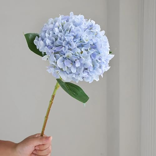 LIJUCAI Decorazione per la casa in stile europeo con fiori di ortensia in seta, composizione floreale per matrimonio, grande fiore di ortensia (azzurro chiaro)