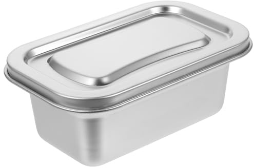 CHICAMPERA Boîte de Stockage Inox pour Glaces Conteneur Multifonction pour Réfrigérateur avec Couvercle Acier pour Conservation des Desserts Maison