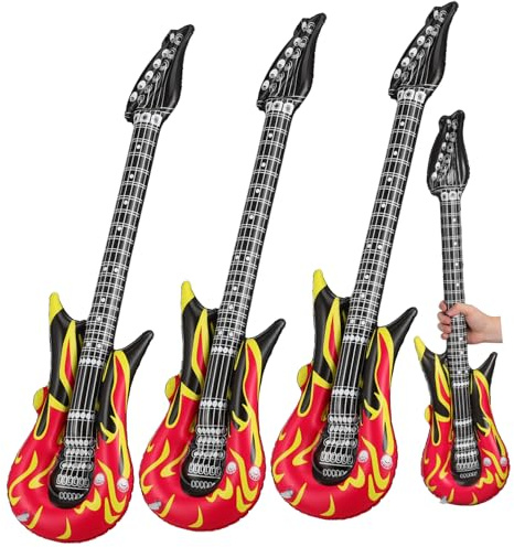 VANZACK 4pezzi Chitarra Gonfiabile Divertente Giocattolo Strumento Portatile in Pvc Accessorio Per Ragazzo Idea Regalo Per