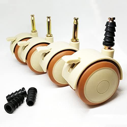 Heavy Duty Swivel Caster Wheels4Pcs Soft PU Office Chair Casters for Hard Floors Mute & WearResistant Trolley Casters with Brakes 7mm Pin Replacement Rollers