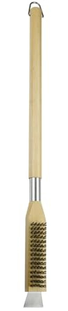Cepillo de piedra para horno de pizza, para parrillas, limpieza de piedra con mango ergonómico de madera, fácil mantenimiento, cepillo de limpieza de horno