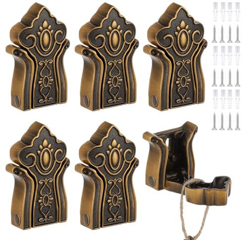 Otoolling 6 Pcs Vintage Foldable Wall Hooks Decorative Invisible Towel Coat Hook with Screws Brass Wall Hanging for Bathroom, Kitchen, Bedroom