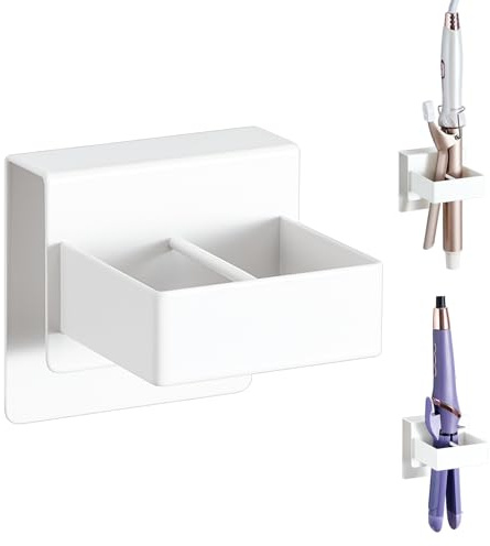 LOXSUN Glätteisen Halterung, Lockenstab Halterung Wand Ohne Bohren, Edelstahl Lockenstab Aufbewahrung, Selbstklebender Haartrocknerhalter, Glätteisenhalter für Bad, Friseursalons, Schminktisch