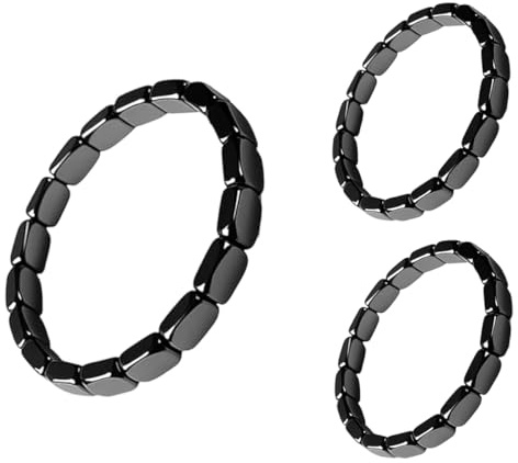 Generiskt 3 stycken obsidianarmband, hematitarmband, hematitarmband, energi stenpärlor magnetarmband män, stylingtillbehör, gåva till far, make, vän för affärer, sport