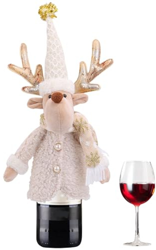 Weinflaschen Topper Weihnachtsfiguren Design Champagnerflaschen Topper | Niedliche Hülle Weihnachtstischdekoration Für Festtafel Party Zuhause