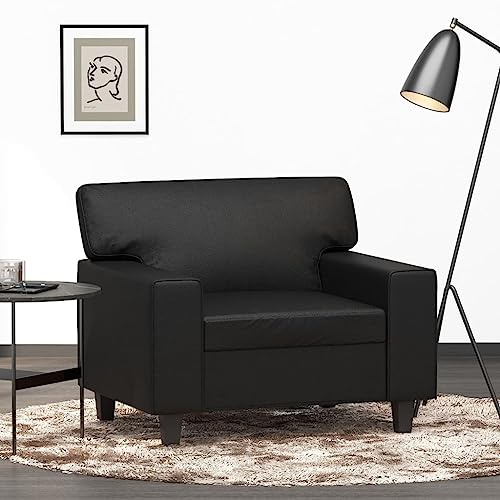 Owoxanthellate Schwarzer Kunstleder Sessel 94 x 77 x 80 cm mit Metallgestell, Modernes Design, Robustheit und Langlebigkeit, Bequeme Leselounge für Living Room, Corridor and Bedroom