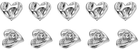 QUARKZMAN 10 Piezas De Botones De Corazón De Metal, 10mm Botones De Costura En Forma De Corazón Con Un Solo Agujero Para Camisa Blusa DIY Prendas Y Accesorios, Plateado